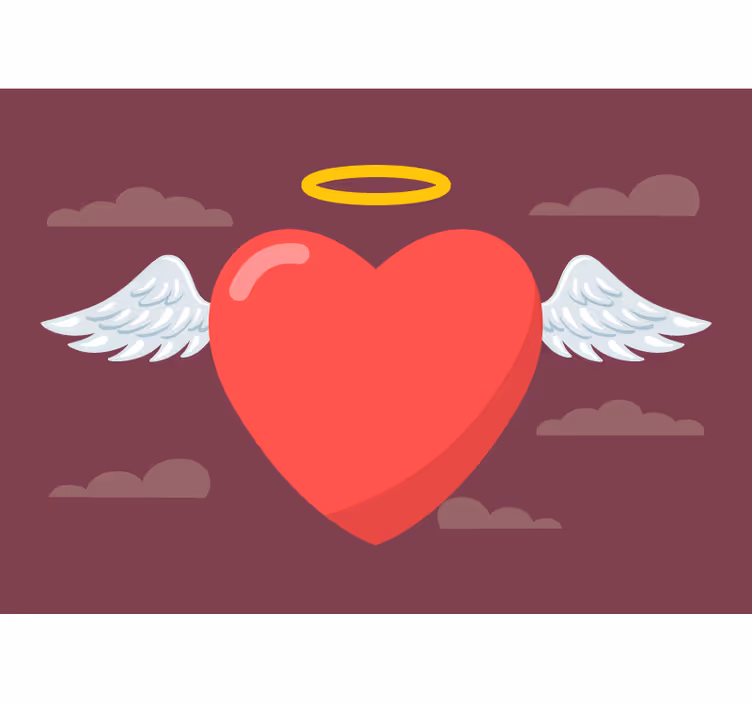 Romantic wall mural heart with wings - TenStickers