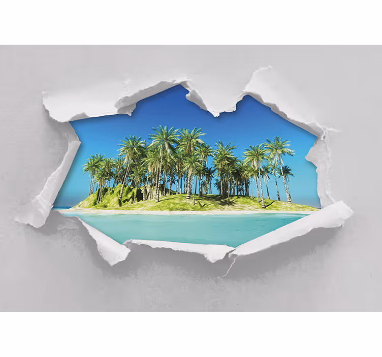 Beautiful island broken wall 3D Wall Mural - TenStickers