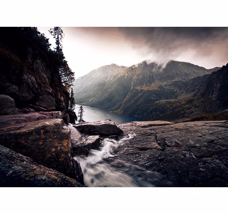 Landscape wall mural scenic mountain lake view - TenStickers
