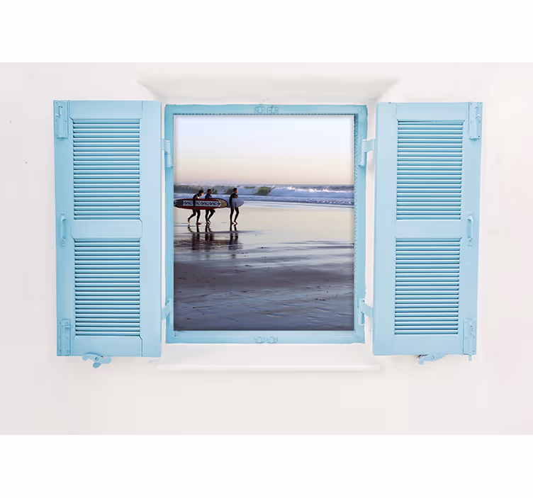 City wall mural beach surfing scene - TenStickers