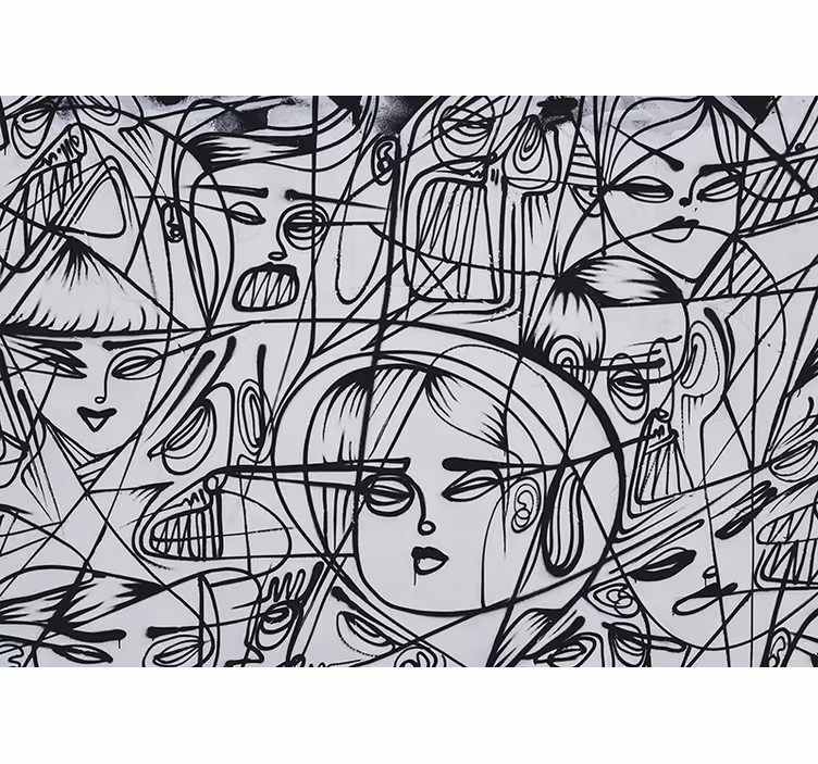 Graffiti wall mural abstract expression faces - TenStickers