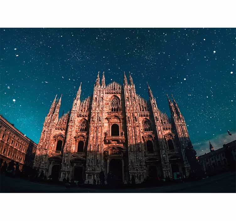 Wall mural madrid milan cathedral night scene - TenStickers