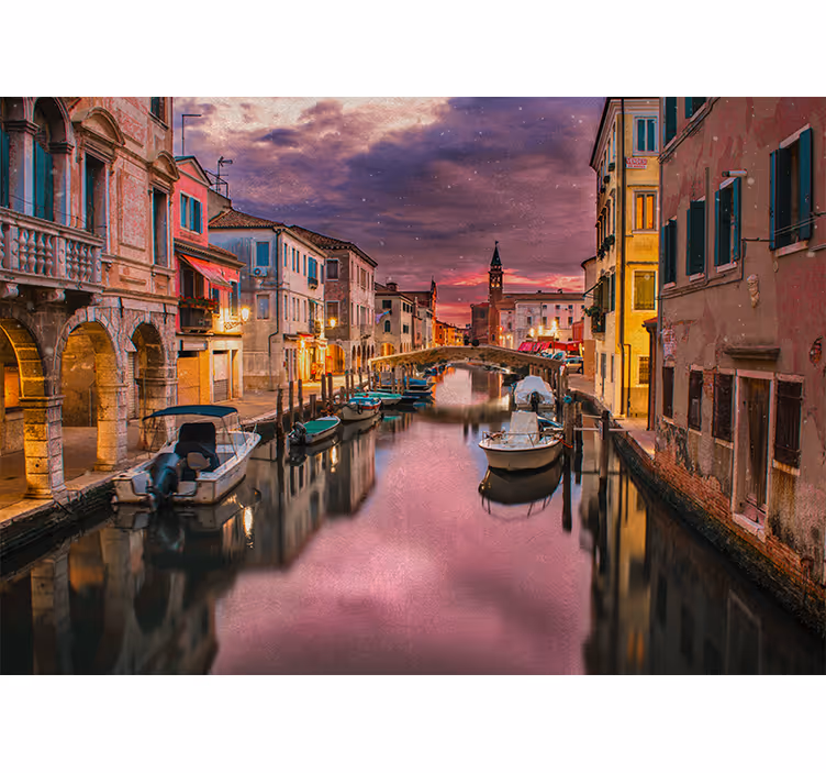 City wall mural delightful waterway view - TenStickers