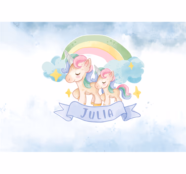 Animals wall mural unicorns and rainbow - TenStickers