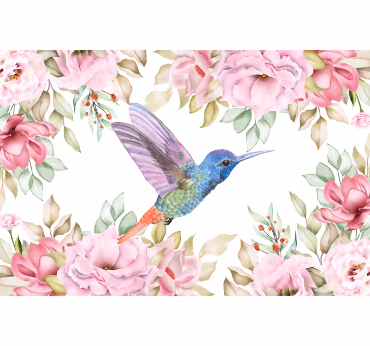 Hanging garden flowers birds flower wall mural - TenStickers