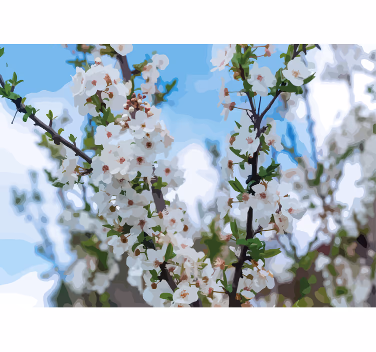 White blossom branch flower wall mural - TenStickers