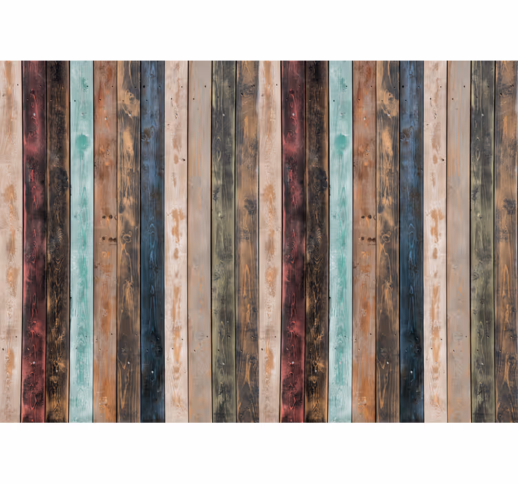 Brick mural wallpaper with wood plank texture - TenStickers