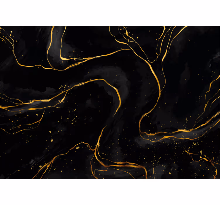 Abstract wall mural with graceful gold lines - TenStickers