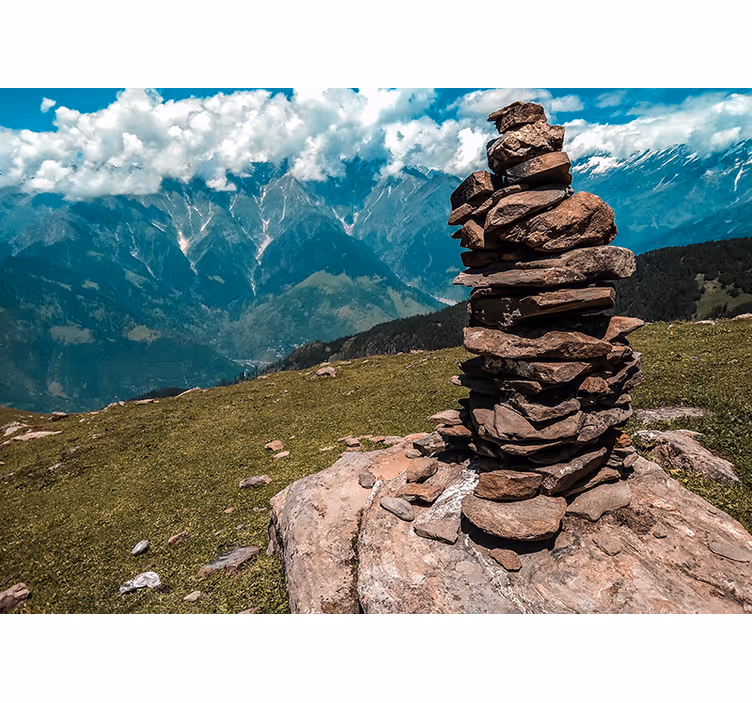 Wall mural mountain stacked stone structure - TenStickers
