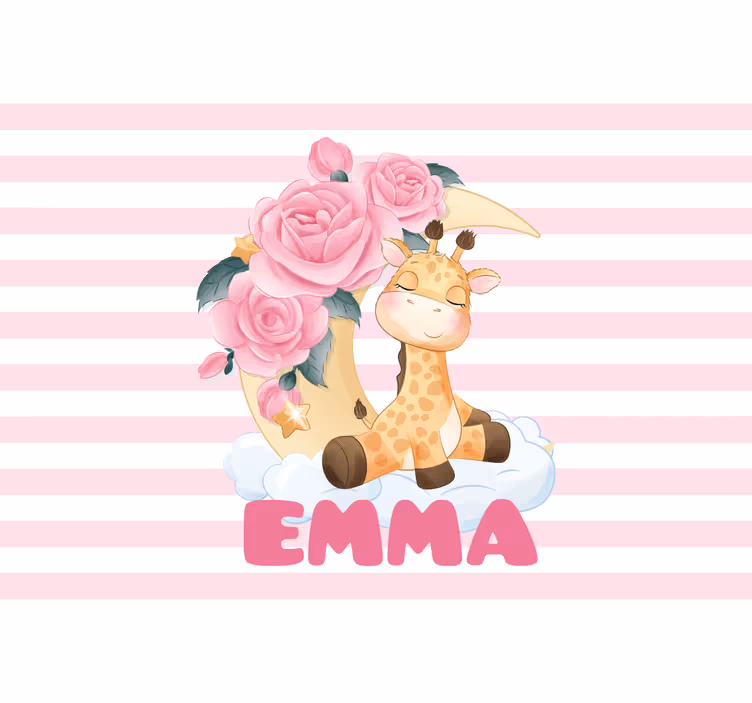 Childrens wall mural giraffe with roses - TenStickers