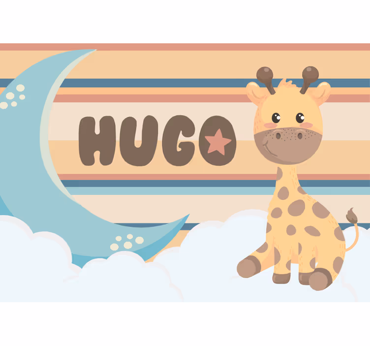 Cute giraffe for boy with name Nursery Mural - TenStickers