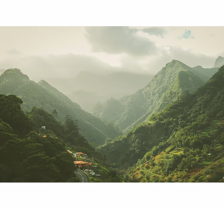 Landscape wall mural mountain valley scene - TenStickers