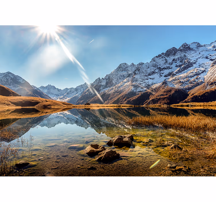 Beautiful lake with mountain wall mural - TenStickers