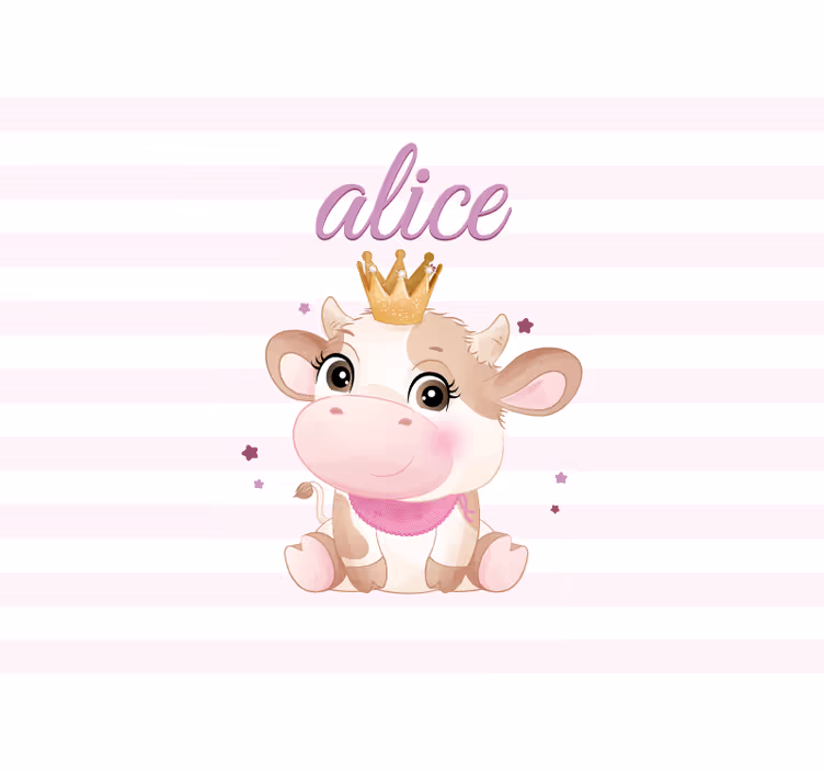 Cute cow for girl with name Nursery Mural - TenStickers