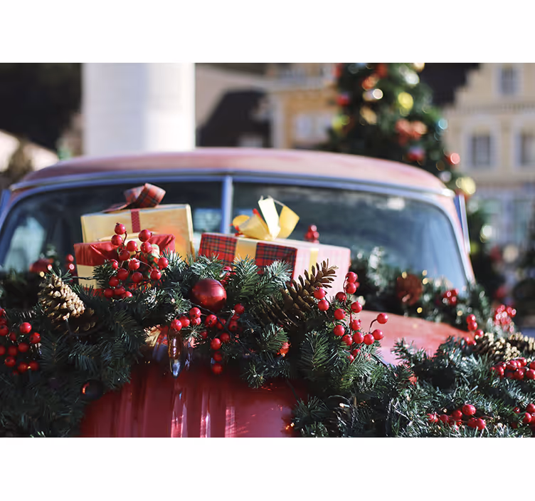 Christmas wall mural festive holiday gifts - TenStickers