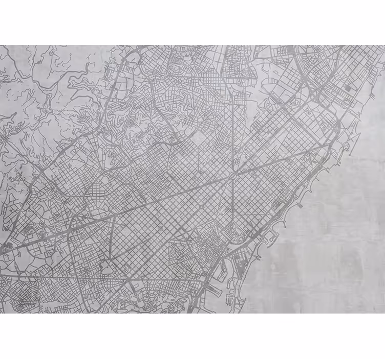 City wall mural detailed urban map - TenStickers