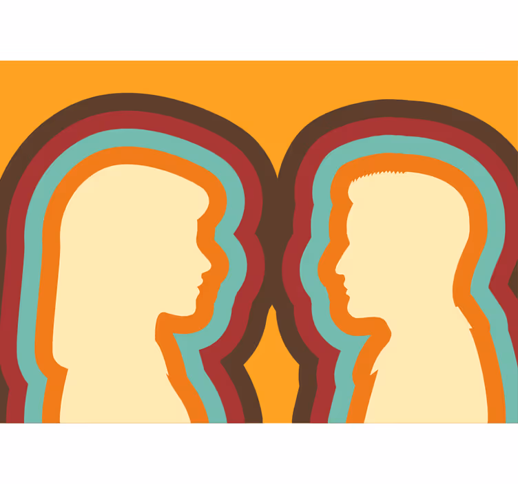 Romantic wall mural couple silhouettes - TenStickers