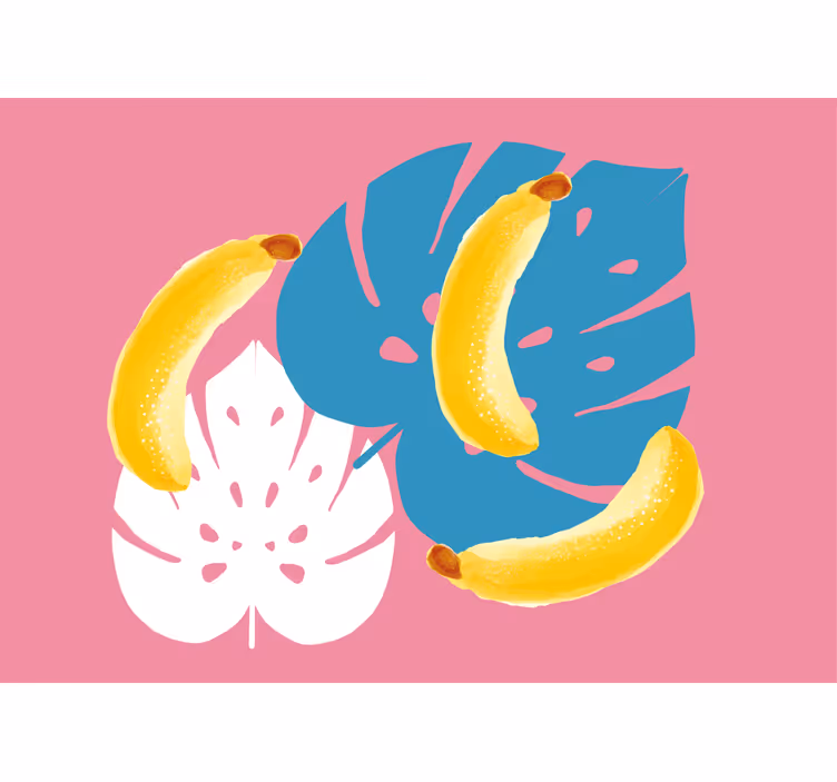 Flower wall mural bananas and leaves design - TenStickers