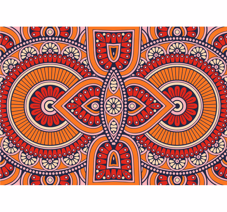 Red and orange Mandala Wall Mural - TenStickers
