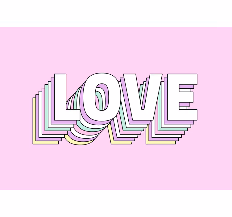 Romantic wall mural love typography design - TenStickers