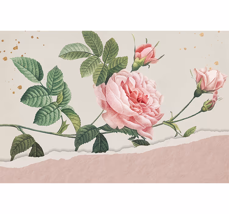 Pink rose bouquet flower wall mural - TenStickers