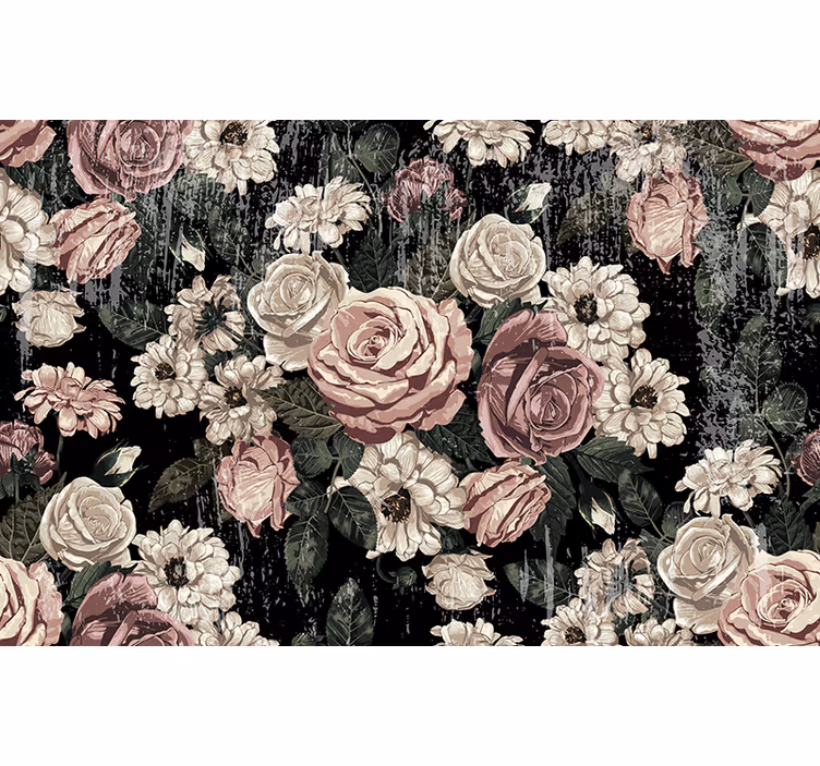 Flower wall mural vintage floral explosion - TenStickers