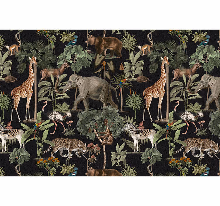 Tropical painting with animals and plants mural - TenStickers