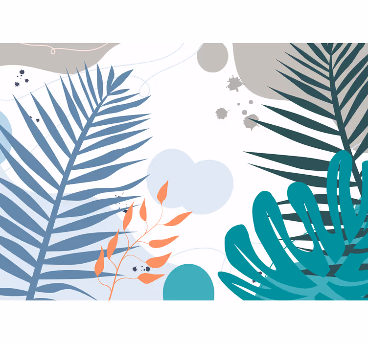 Wall mural nature with stylized leaf designs - TenStickers
