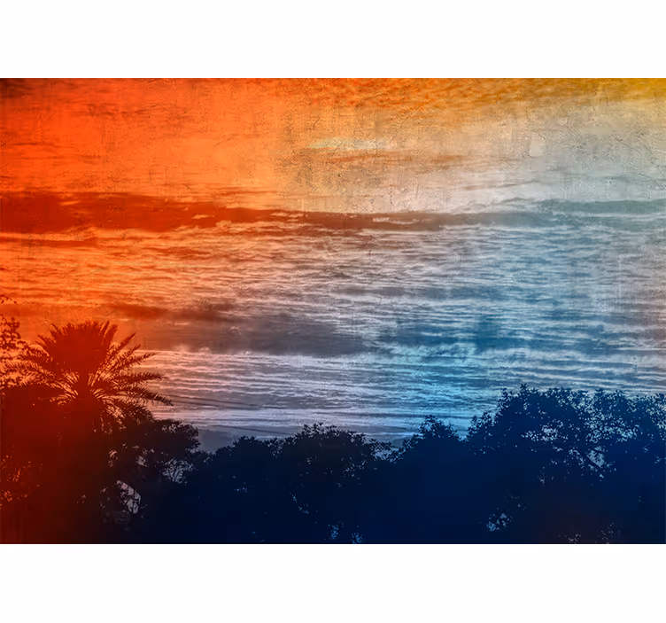 Landscape wall mural twilight above the waves - TenStickers