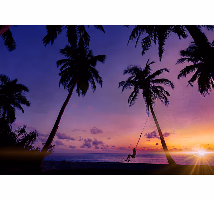 Wall mural nature sunset swinging palm - TenStickers