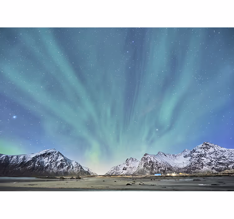 Wall mural mountain northern lights adventure - TenStickers
