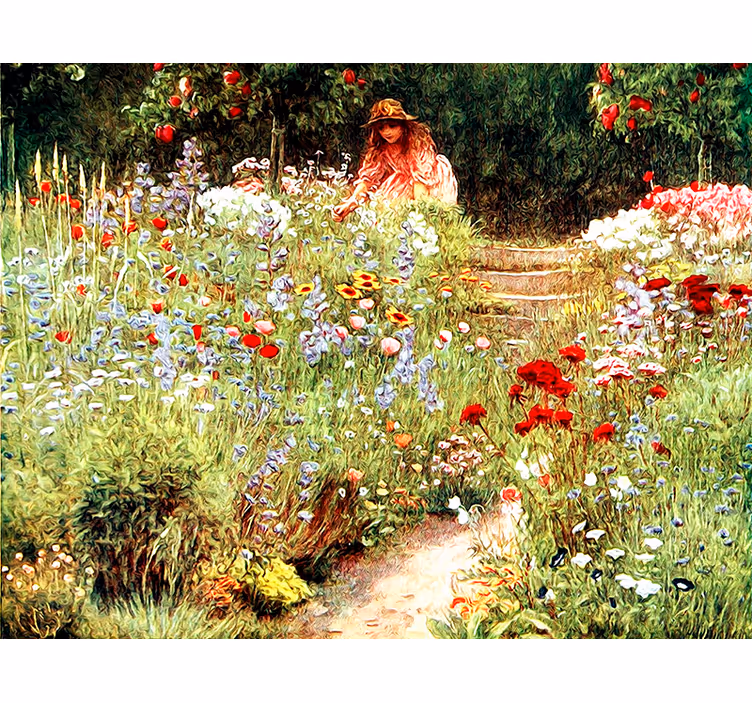 Flower wall mural garden pathway scene - TenStickers