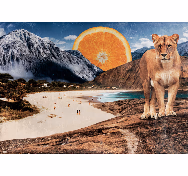 Animals wall mural lion beach scene - TenStickers