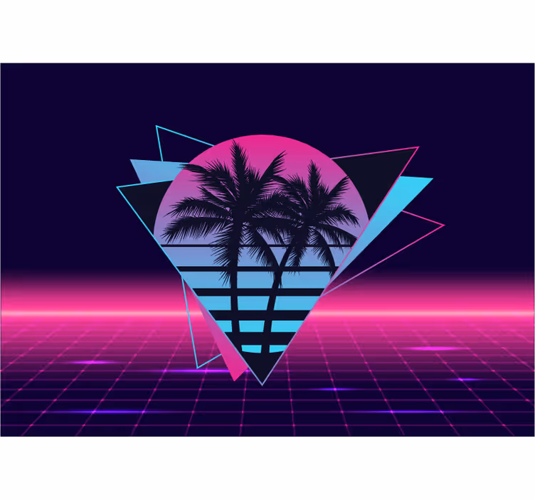 Vaporwave style palm tree vintage wall mural - TenStickers