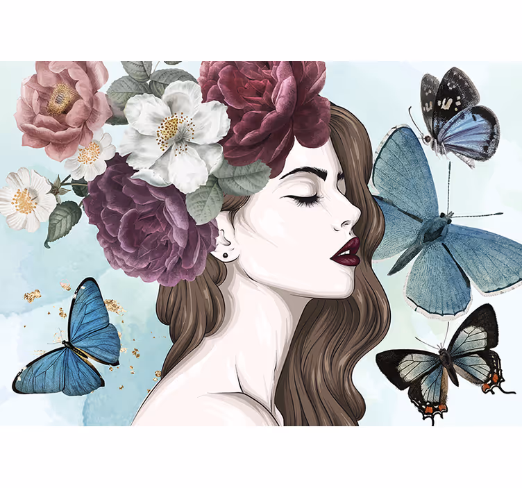 "Glamour style" women with flowers  Wall Mural - TenStickers