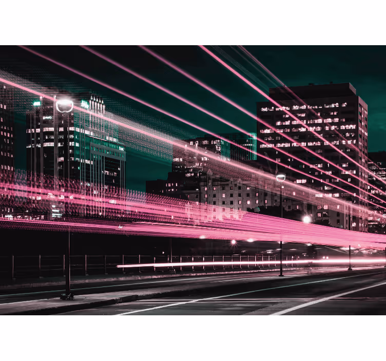 City wall mural urban skyline rush - TenStickers