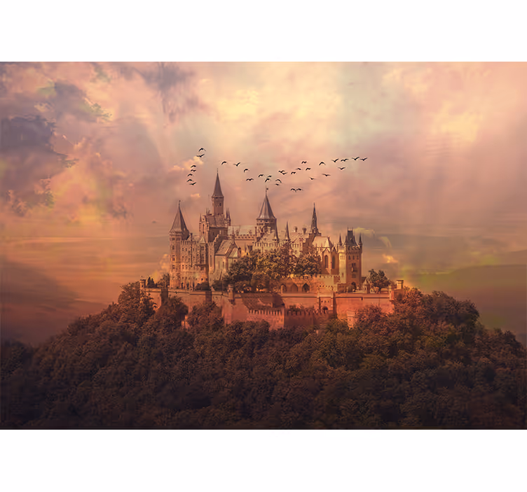 Wall mural fantasy majestic castle landscape - TenStickers