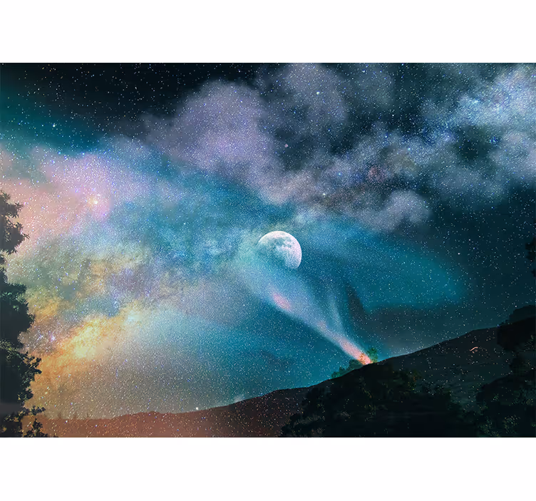 Celestial Moonlight Nebula space wall mural - TenStickers