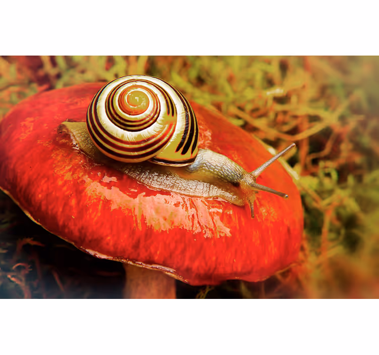 Animals wall mural snail on mushroom design - TenStickers