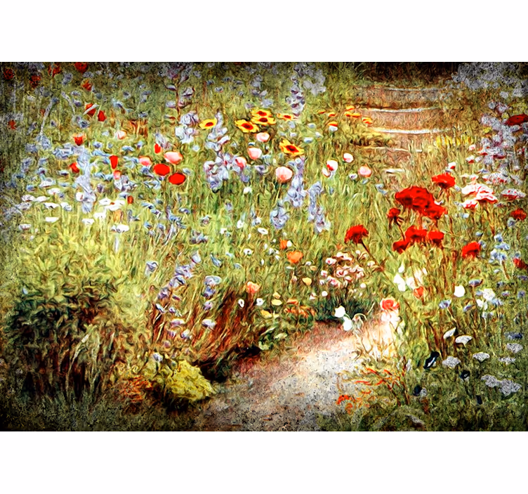 Flower wall mural flower pathway landscape - TenStickers