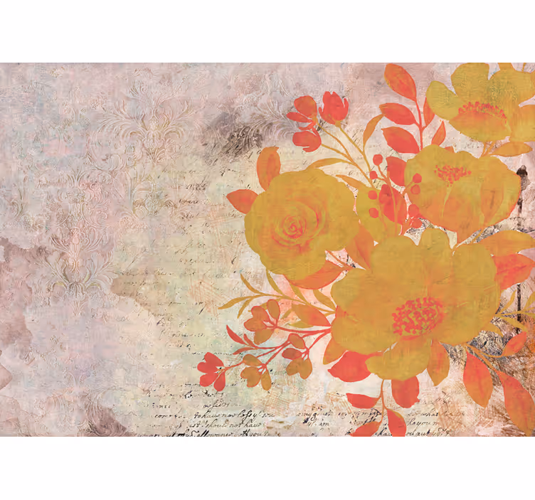 Yellow floral composition flower wall mural - TenStickers