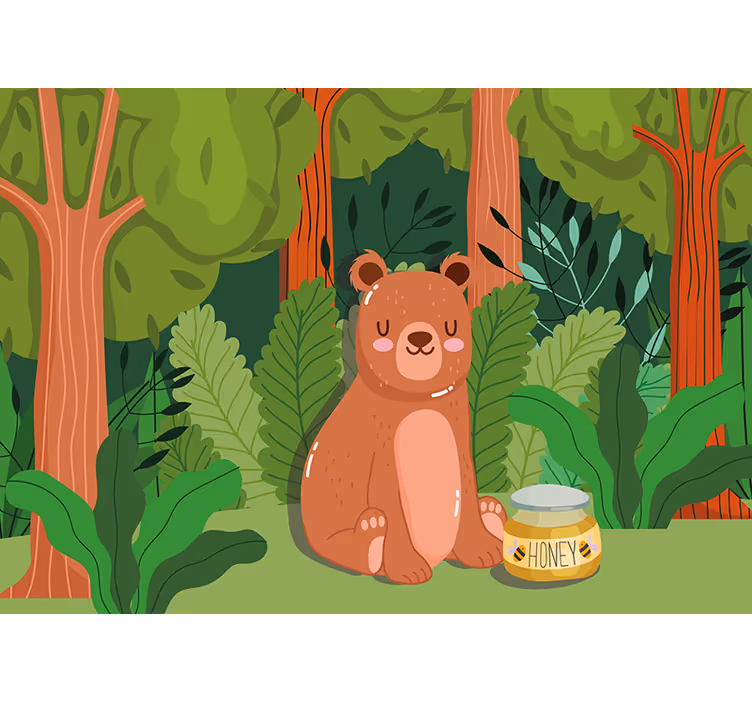 Childrens wall mural adorable bear artwork - TenStickers