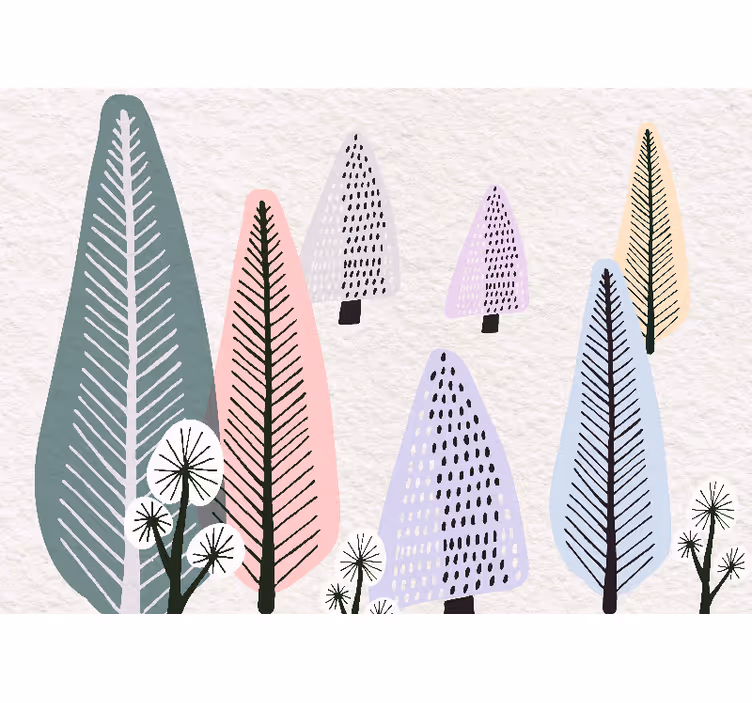 Wall mural trees with decorative leaf patterns - TenStickers