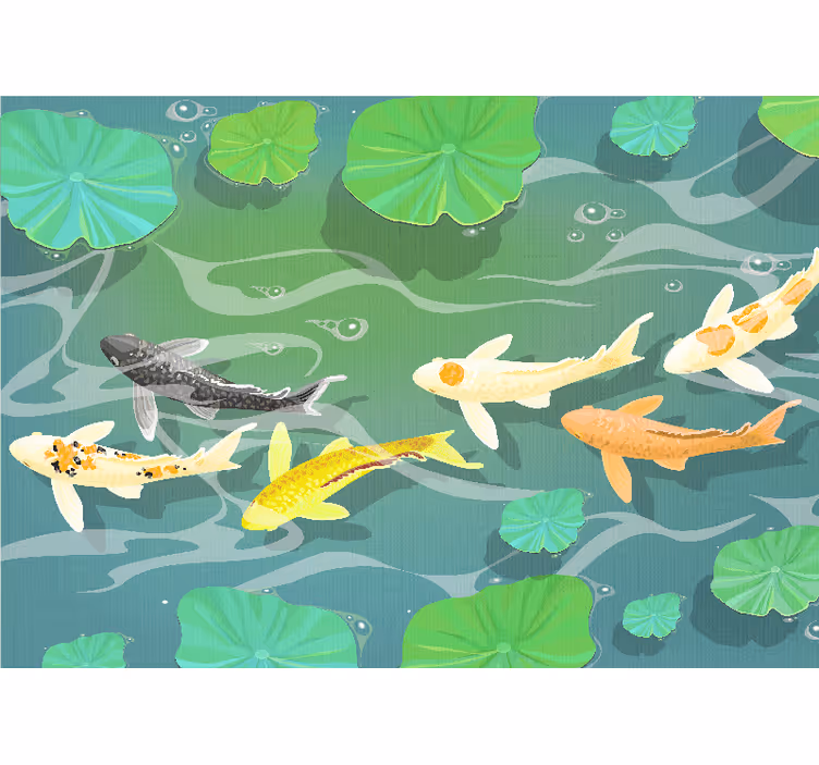 Animals wall mural koi fish pond design - TenStickers