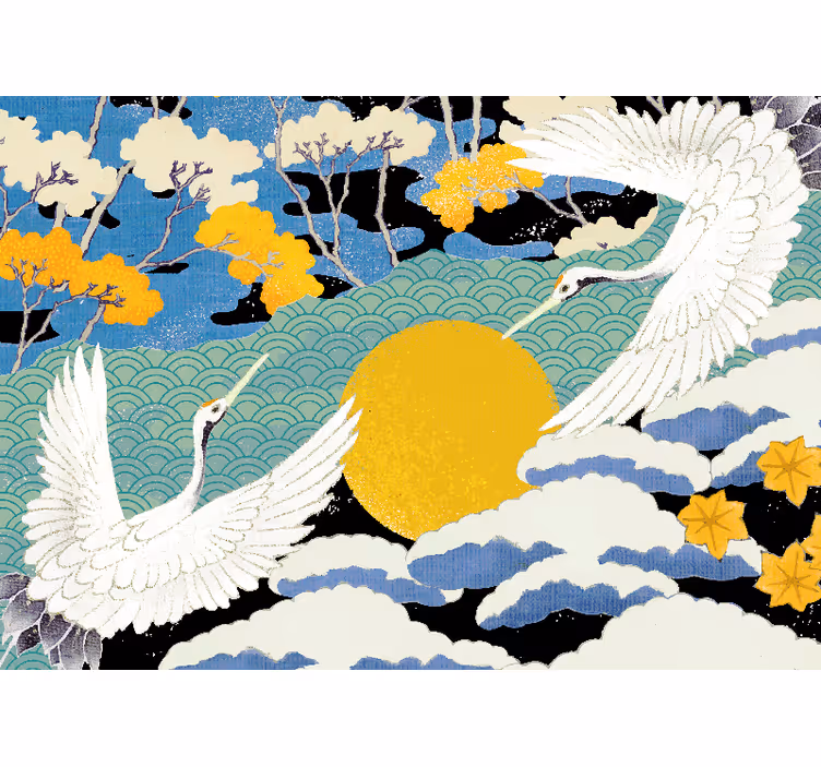 Cranes and Sun wall mural nature - TenStickers