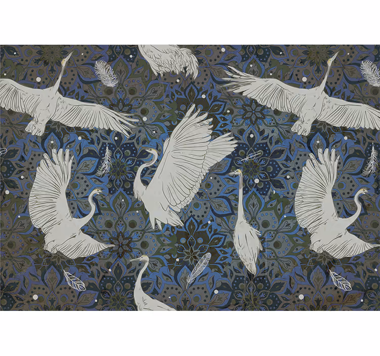 Animals wall mural with elegant crane design - TenStickers