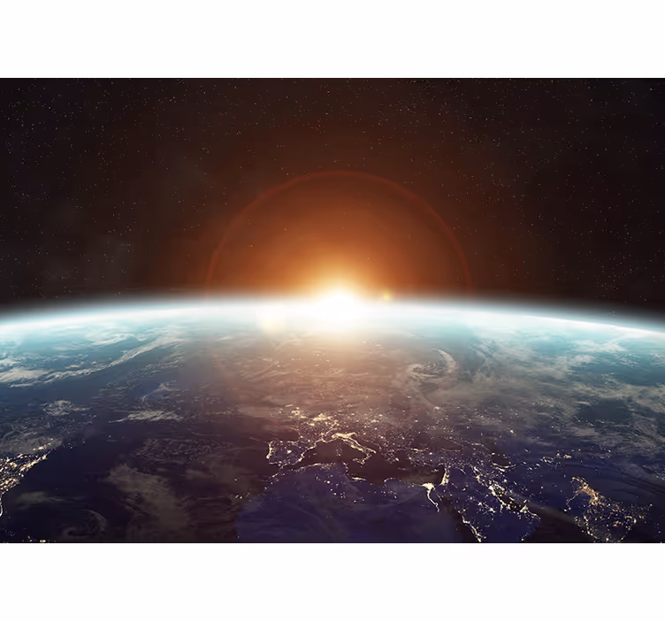 Space wall mural earth dawn view - TenStickers
