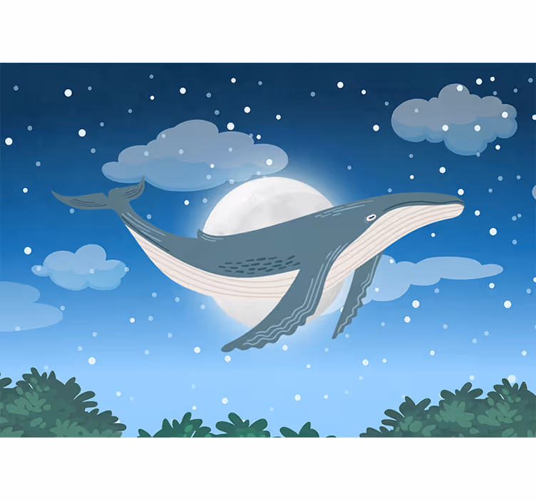 Hand drawn Whale in sky Kids wall Murals - TenStickers