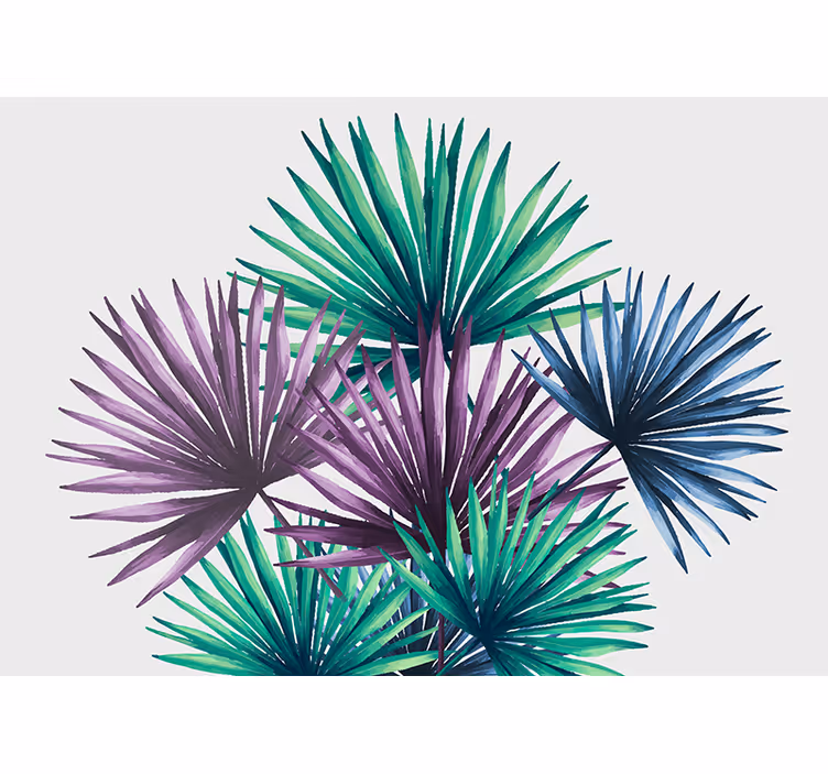 Watercolor tie dye palm living room wall mural - TenStickers