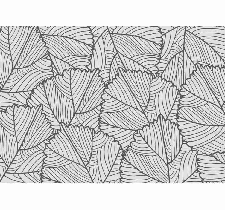 Big gray leaves pattern living room wall mural - TenStickers